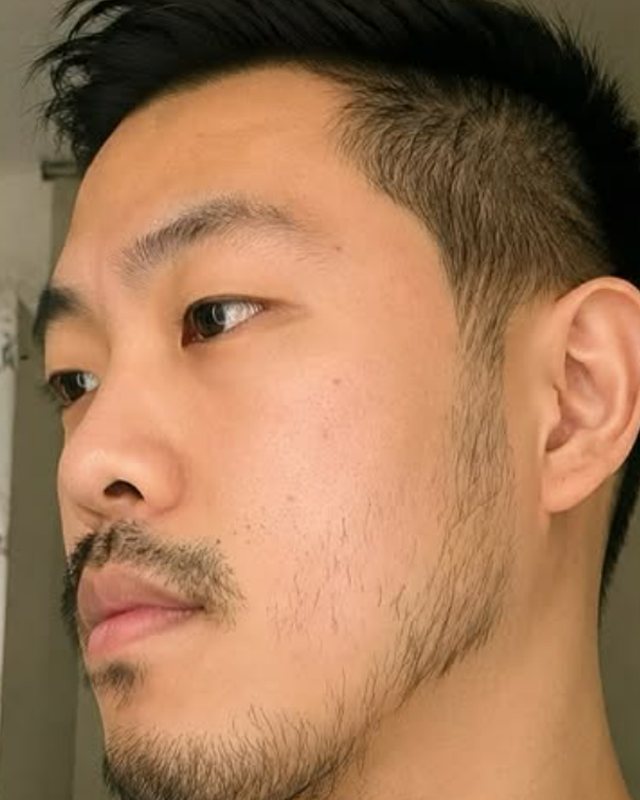 Before, sparse beard